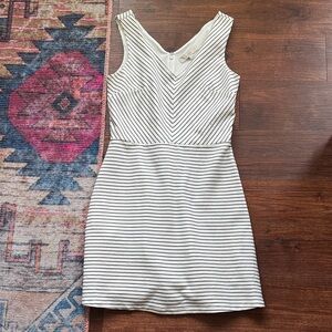 LOFT - white black striped dress